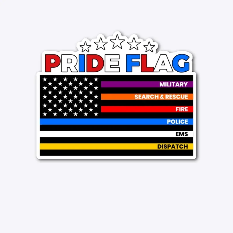 Pride Flag Thin Line Sticker (Caption)