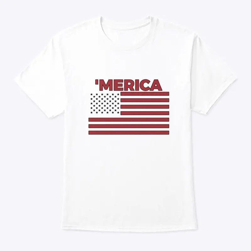 'Merica Outline White T-Shirt