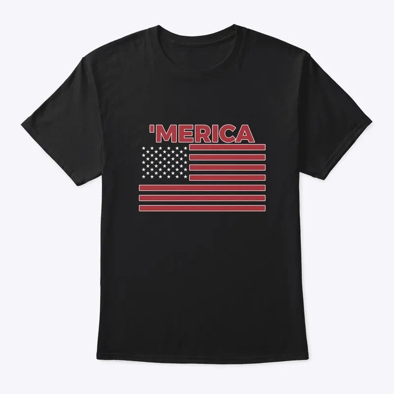 'Merica Outline Black T-Shirt